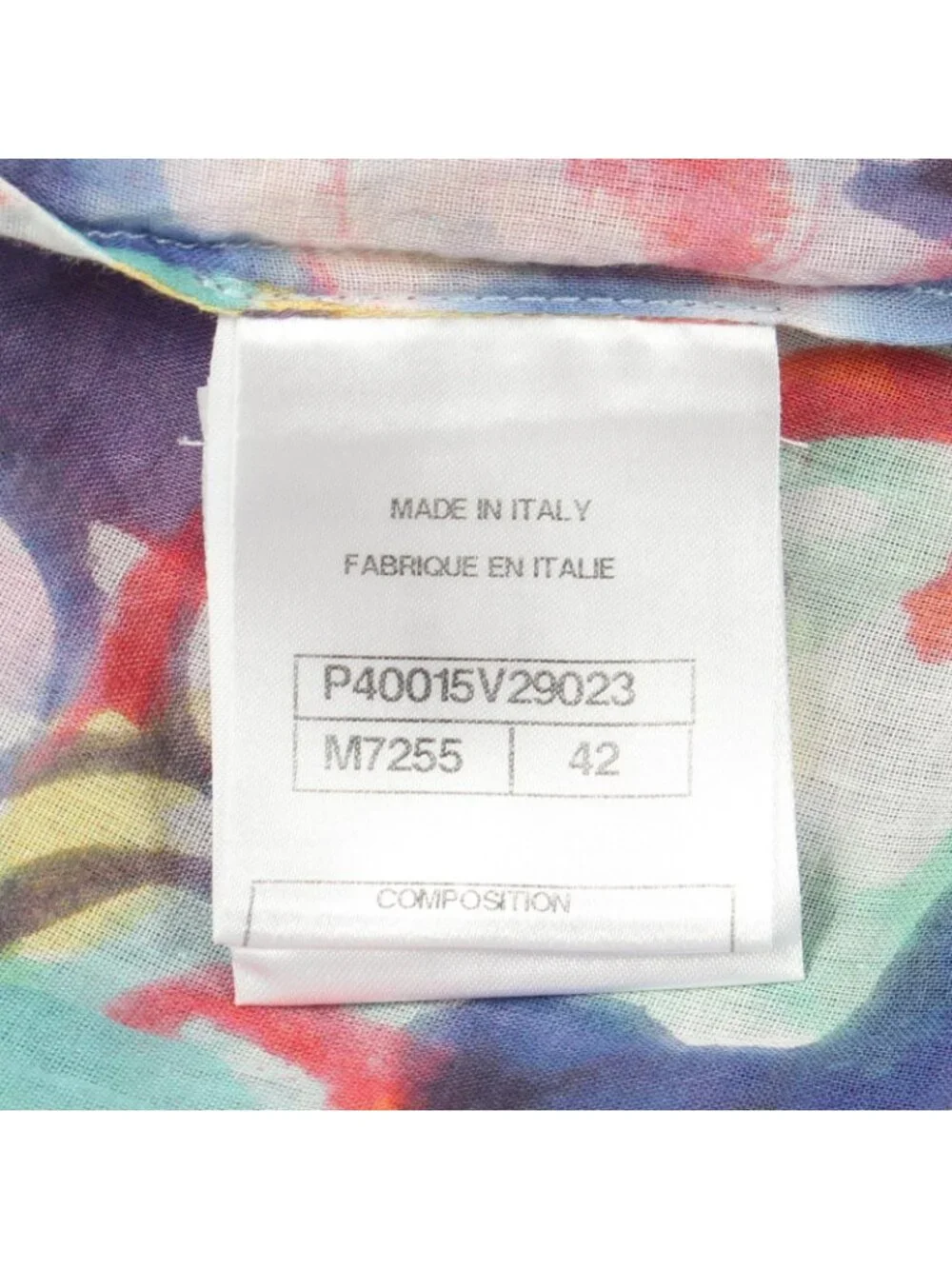 Chanel CC Logo Watercolor Pattern Long Sleeve Cotton Shirt